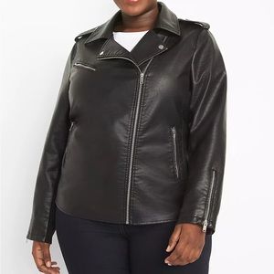 Black faux leather moto jacket size 18/20